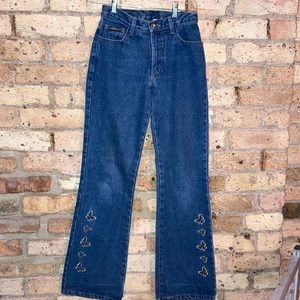 Hot & The Gang butterfly midrise  flare jeans